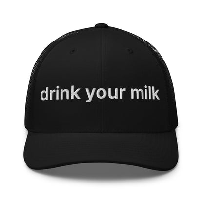 Drink Your Milk Retro Trucker Hat Black