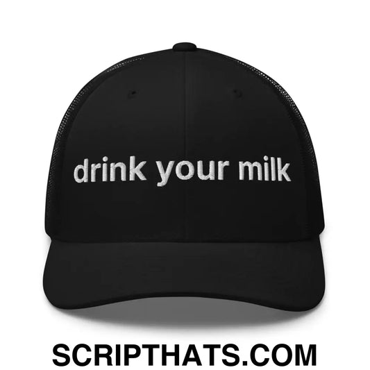 Drink Your Milk Retro Trucker Hat Black