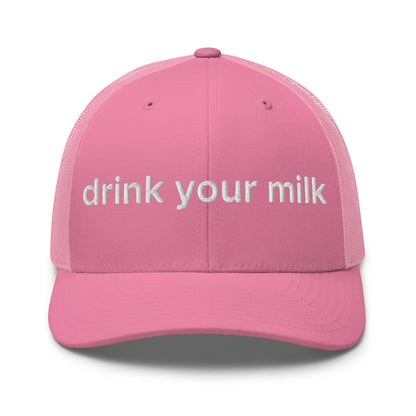 Drink Your Milk Retro Trucker Hat Pink