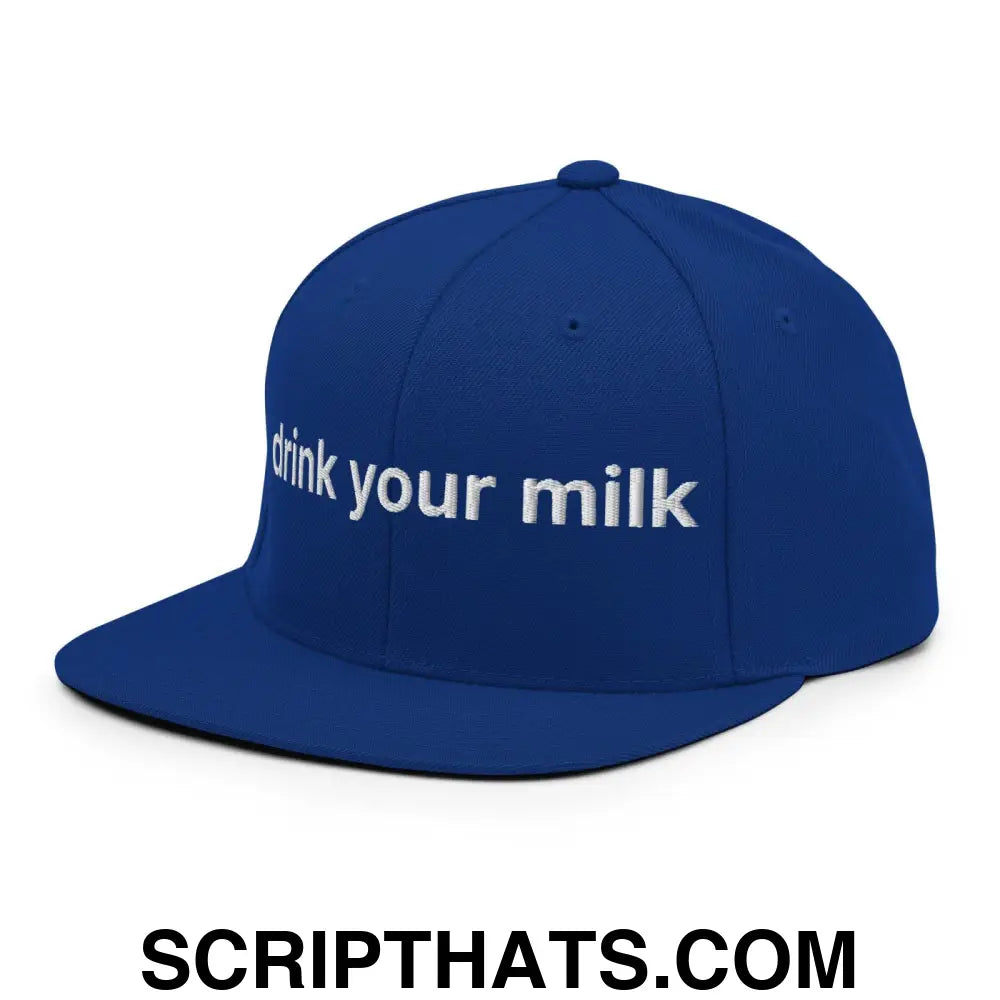 Drink Your Milk Snapback Hat Royal Blue