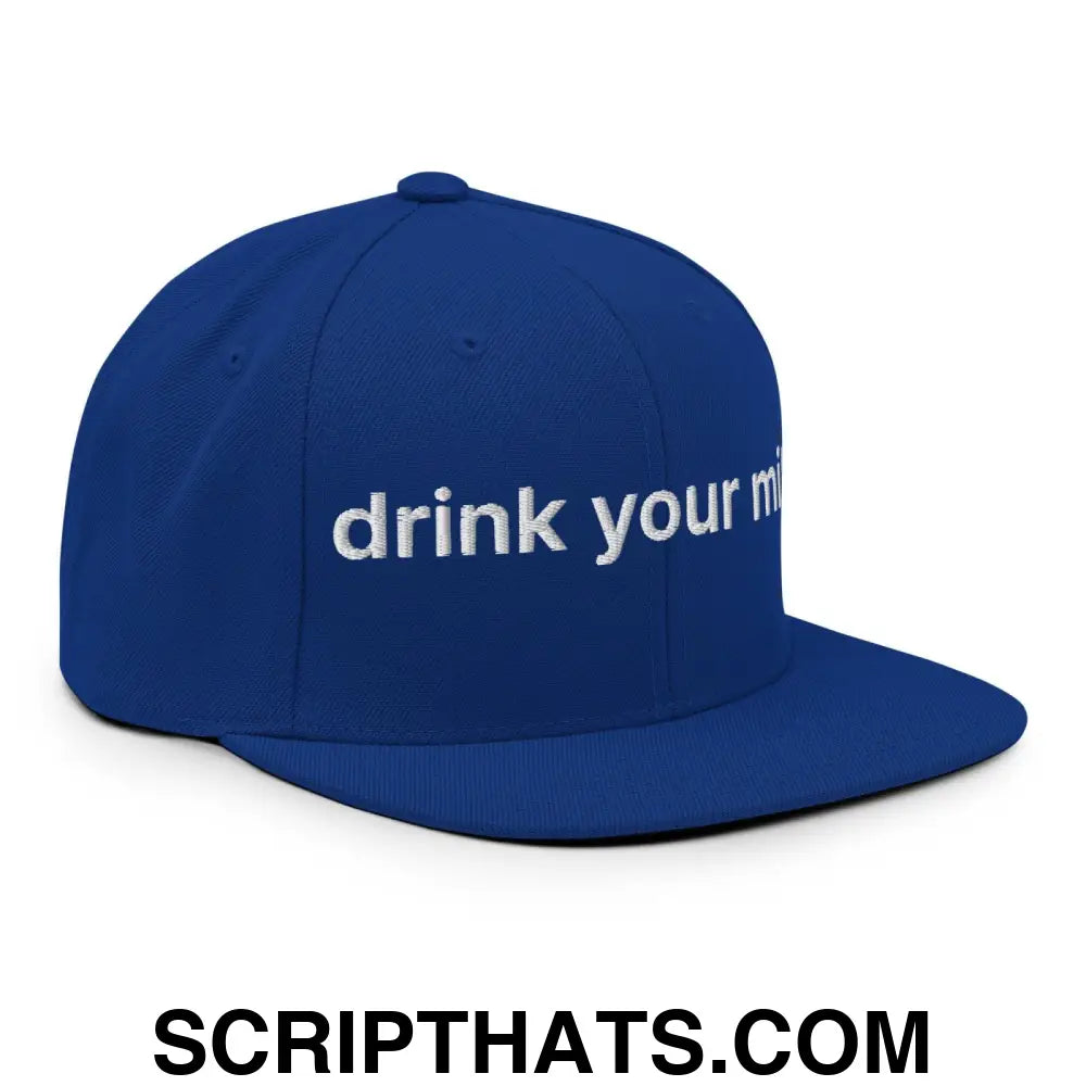 Drink Your Milk Snapback Hat Royal Blue