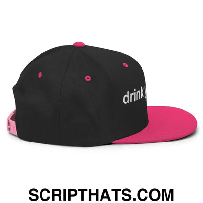 Drink Your Milk Snapback Hat Black Neon Pink