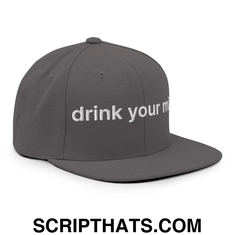 Drink Your Milk Snapback Hat Dark Grey