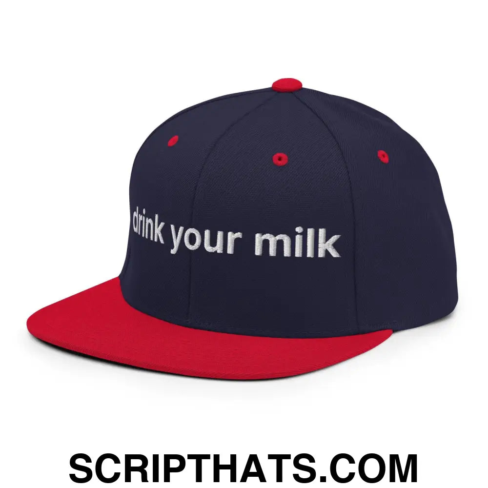 Drink Your Milk Snapback Hat Navy Red