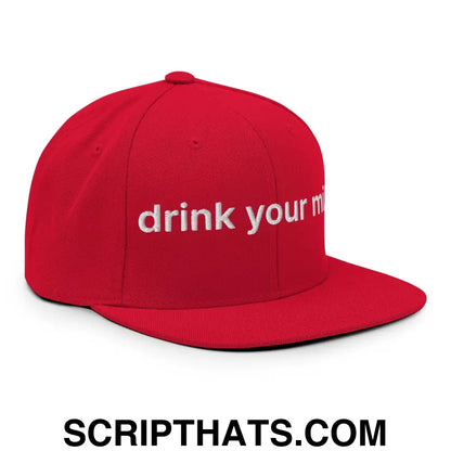 Drink Your Milk Snapback Hat Red