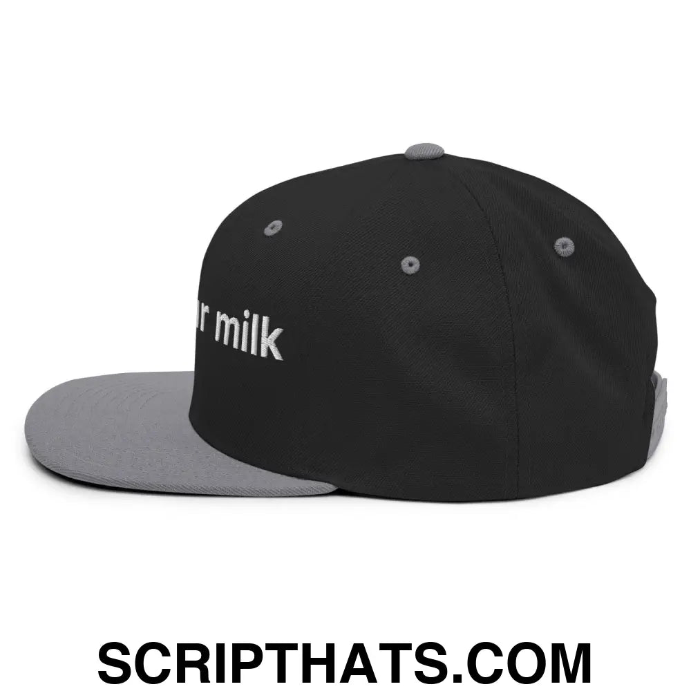 Drink Your Milk Snapback Hat Black Silver