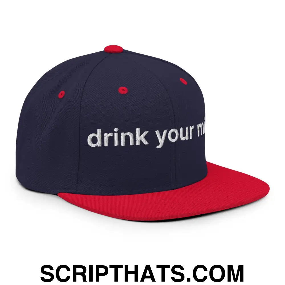 Drink Your Milk Snapback Hat Navy Red