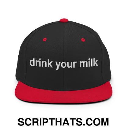 Drink Your Milk Snapback Hat Black Red