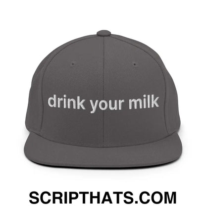 Drink Your Milk Snapback Hat Dark Grey