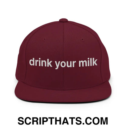 Drink Your Milk Snapback Hat Maroon