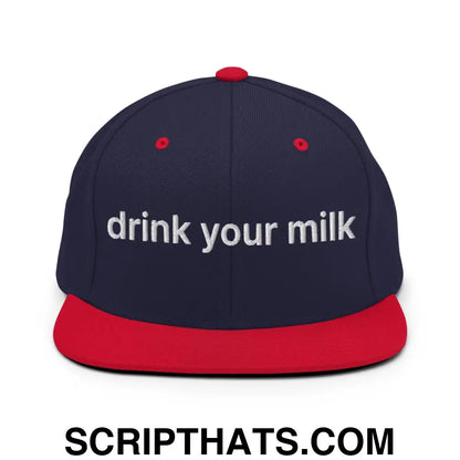 Drink Your Milk Snapback Hat Navy Red