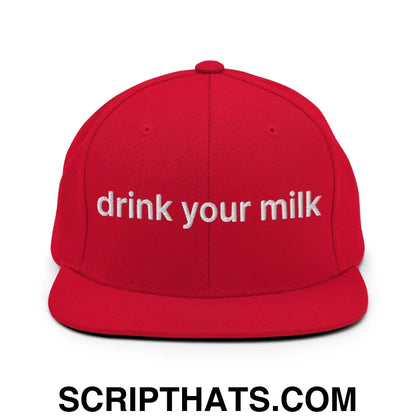 Drink Your Milk Snapback Hat Red