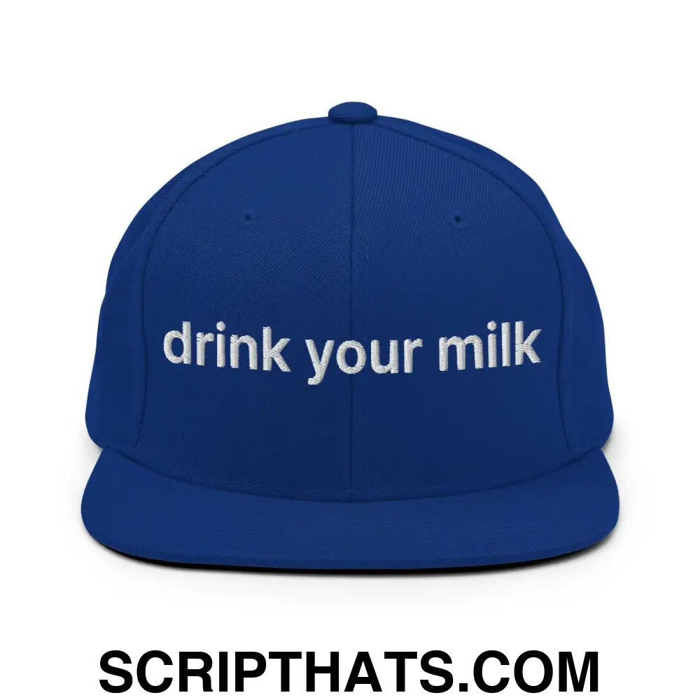 Drink Your Milk Snapback Hat Royal Blue