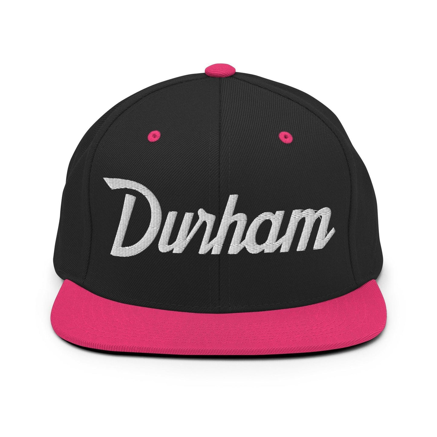 Durham Script Snapback Hat Black Neon Pink