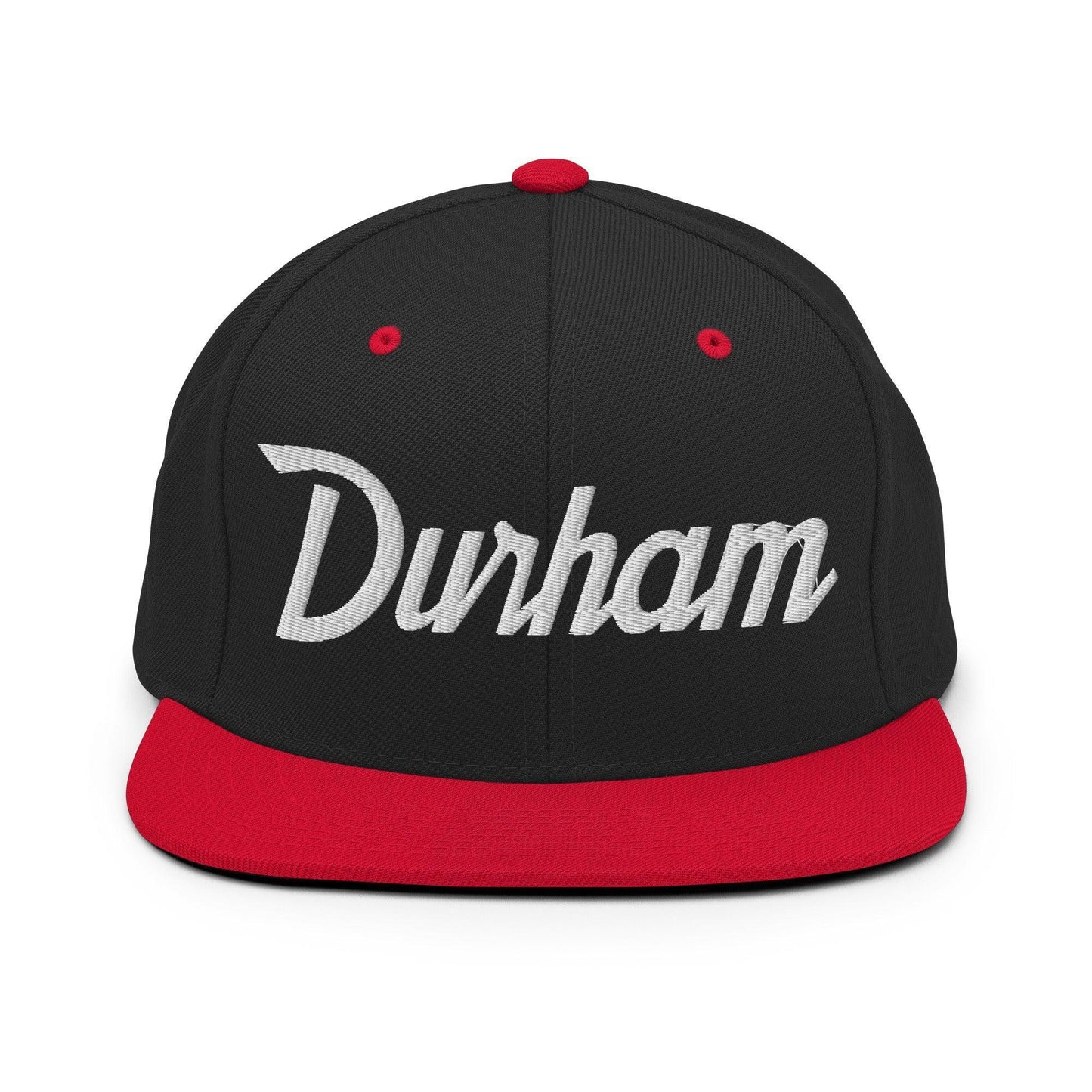 Durham Script Snapback Hat Black Red