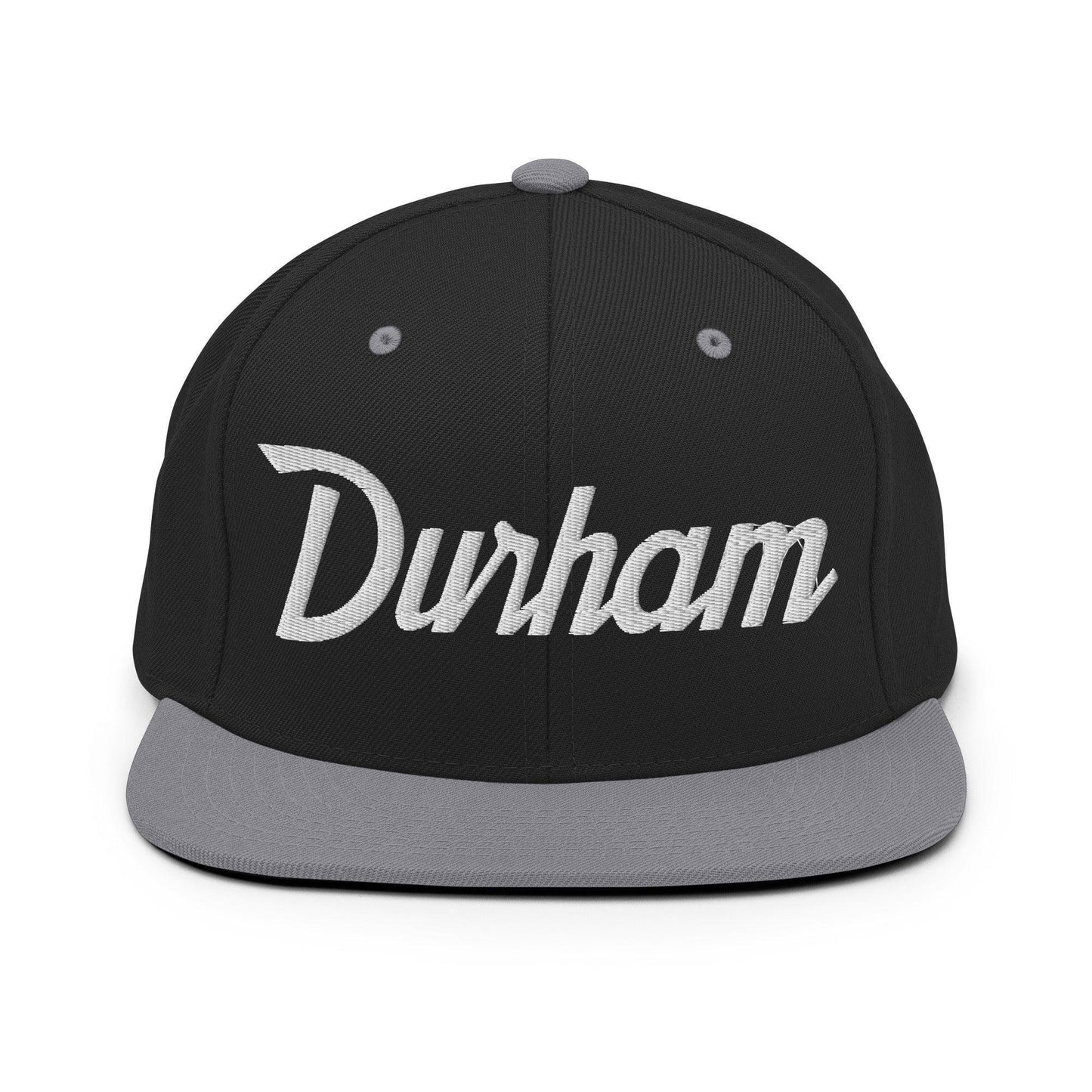 Durham Script Snapback Hat Black Silver