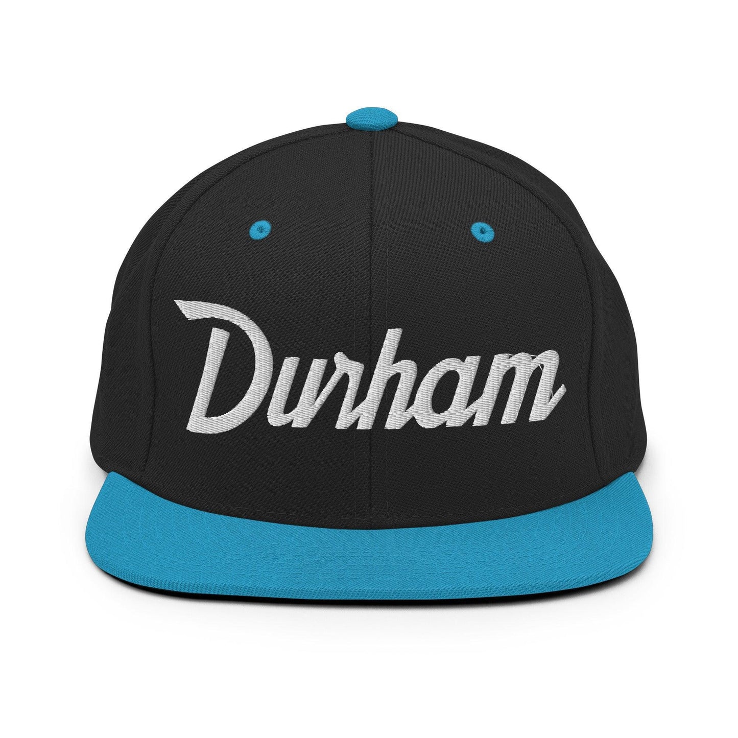 Durham Script Snapback Hat Black Teal