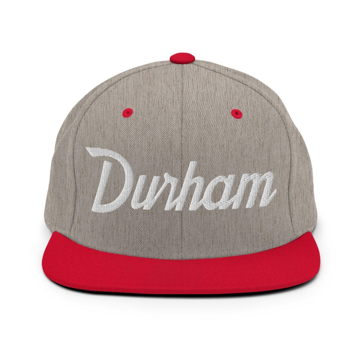 Durham Script Snapback Hat Heather Grey Red