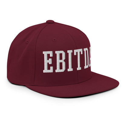 EBITDA Varsity Letterman Block Snapback Hat Maroon