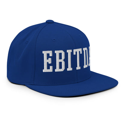 EBITDA Varsity Letterman Block Snapback Hat Royal Blue