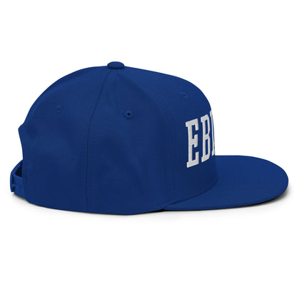 EBITDA Varsity Letterman Block Snapback Hat Royal Blue