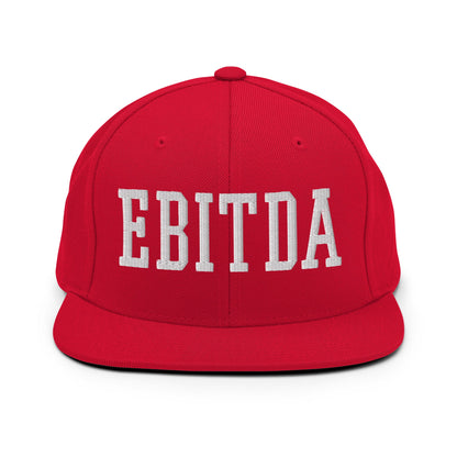 EBITDA Varsity Letterman Block Snapback Hat Red