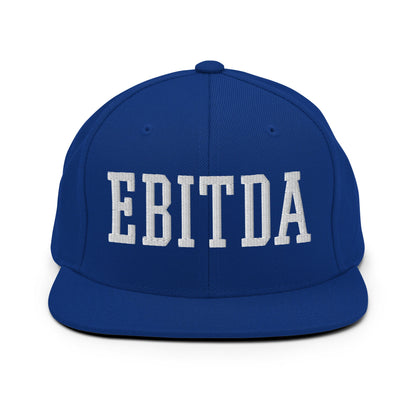 EBITDA Varsity Letterman Block Snapback Hat Royal Blue