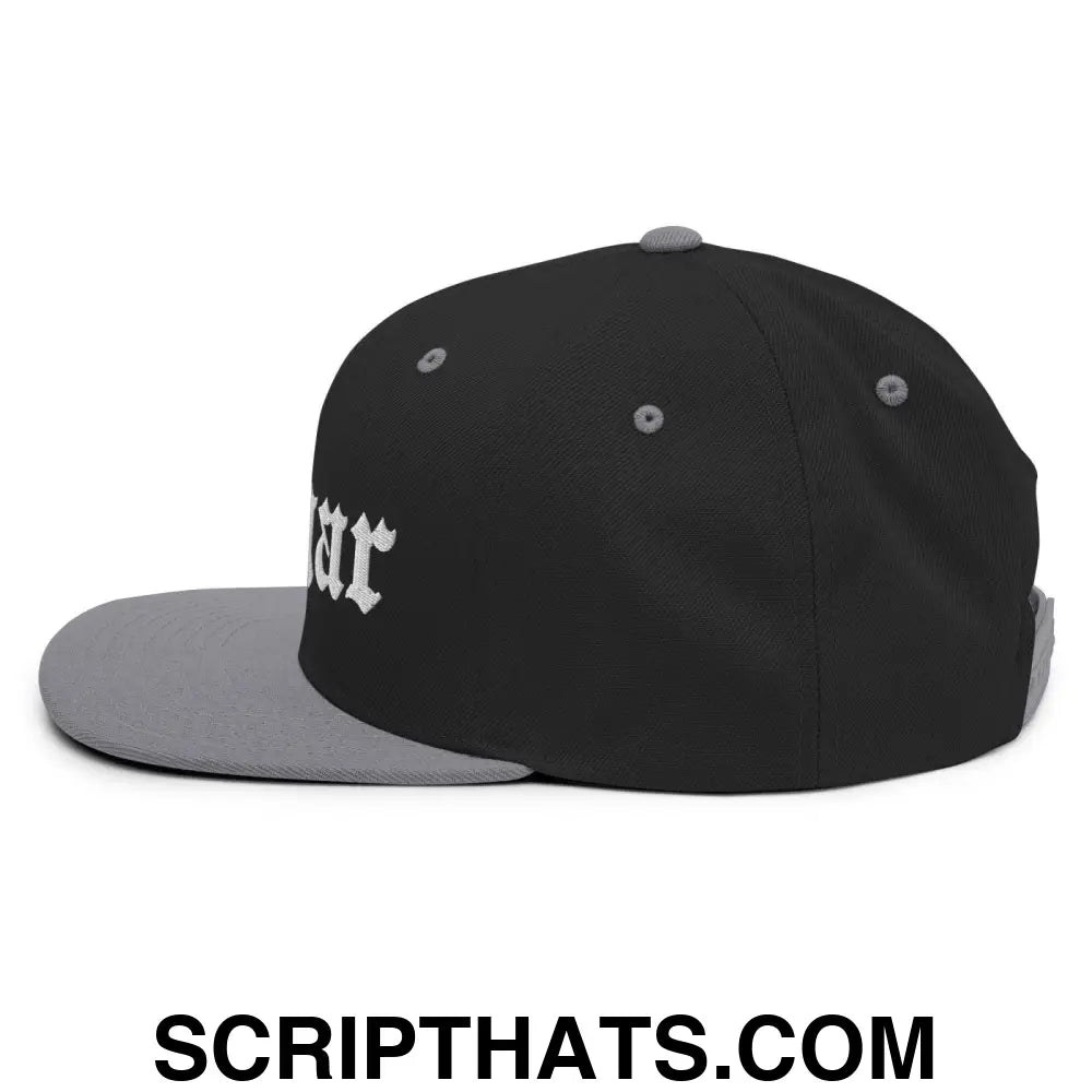 Edgar OG Old English Snapback Hat Black Silver