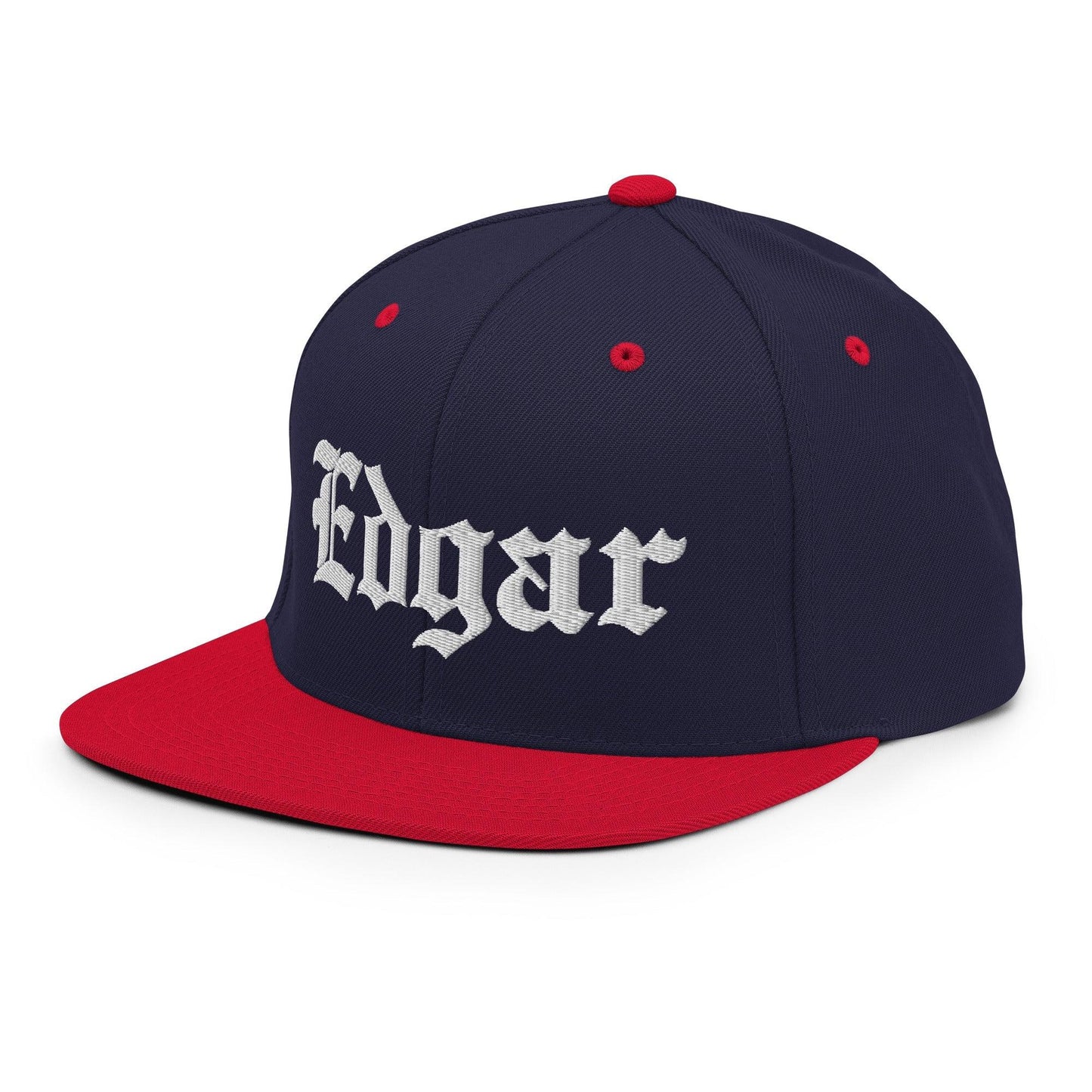 Edgar OG Old English Snapback Hat Navy Red