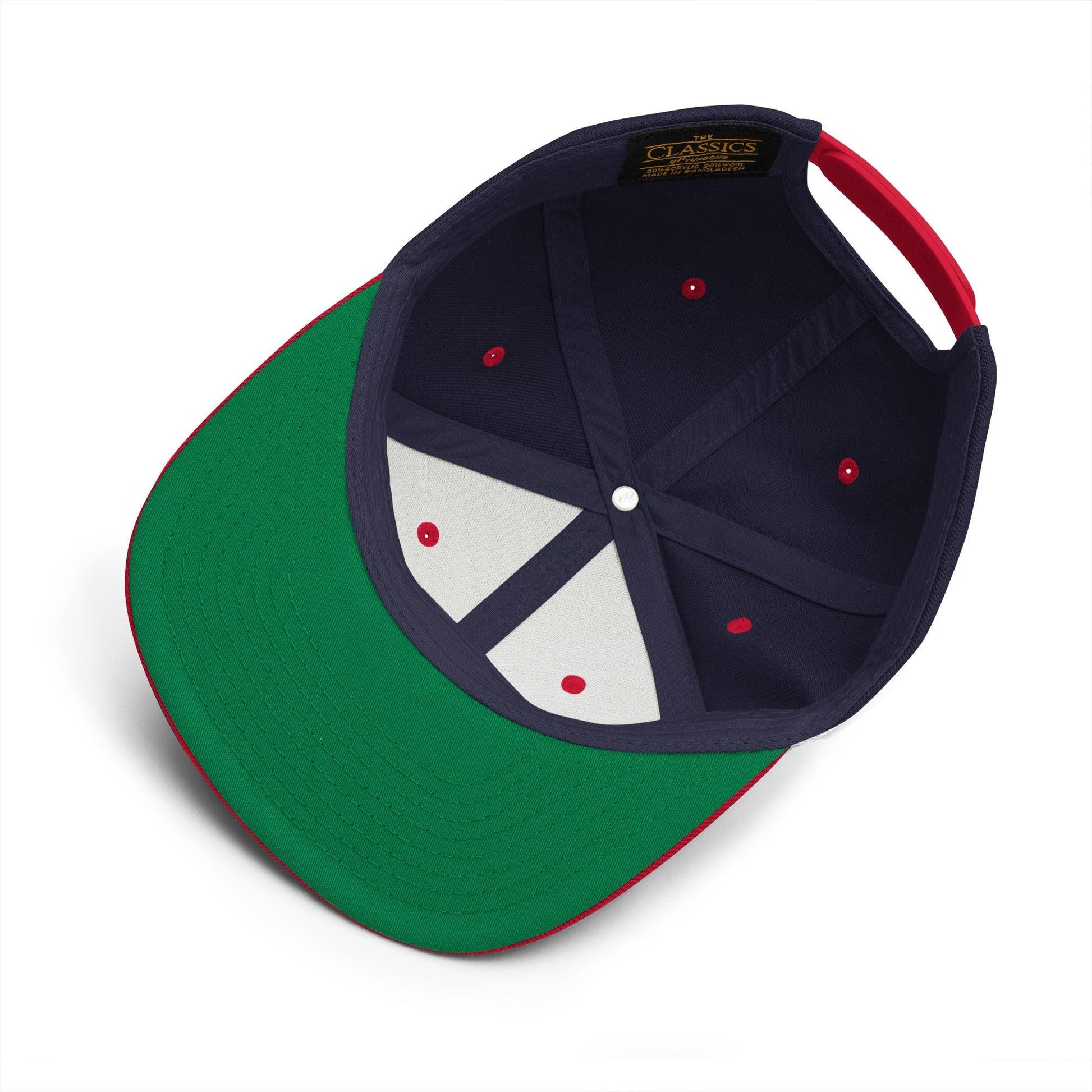 Edgar OG Old English Snapback Hat Navy Red