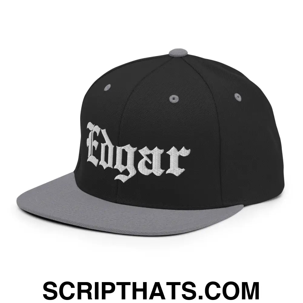 Edgar OG Old English Snapback Hat Black Silver