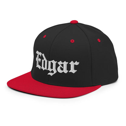 Edgar OG Old English Snapback Hat Black Red