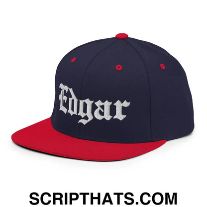 Edgar OG Old English Snapback Hat Navy Red