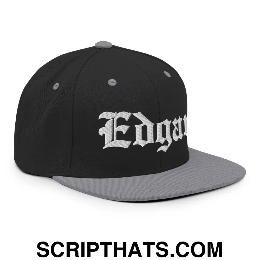 Edgar OG Old English Snapback Hat Black Silver