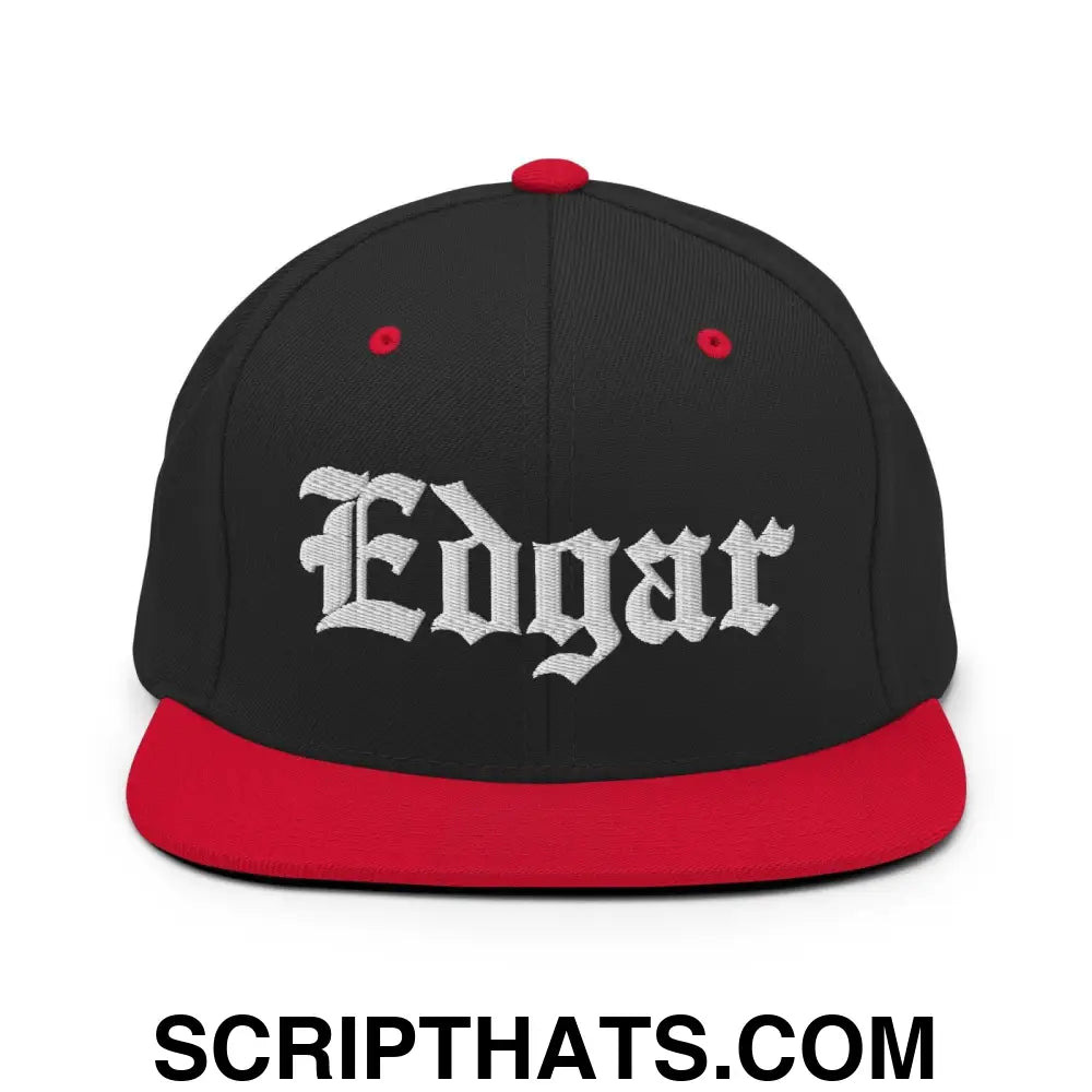 Edgar OG Old English Snapback Hat Black Red