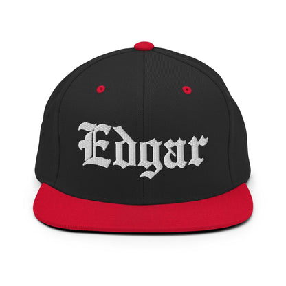 Edgar OG Old English Snapback Hat Black Red