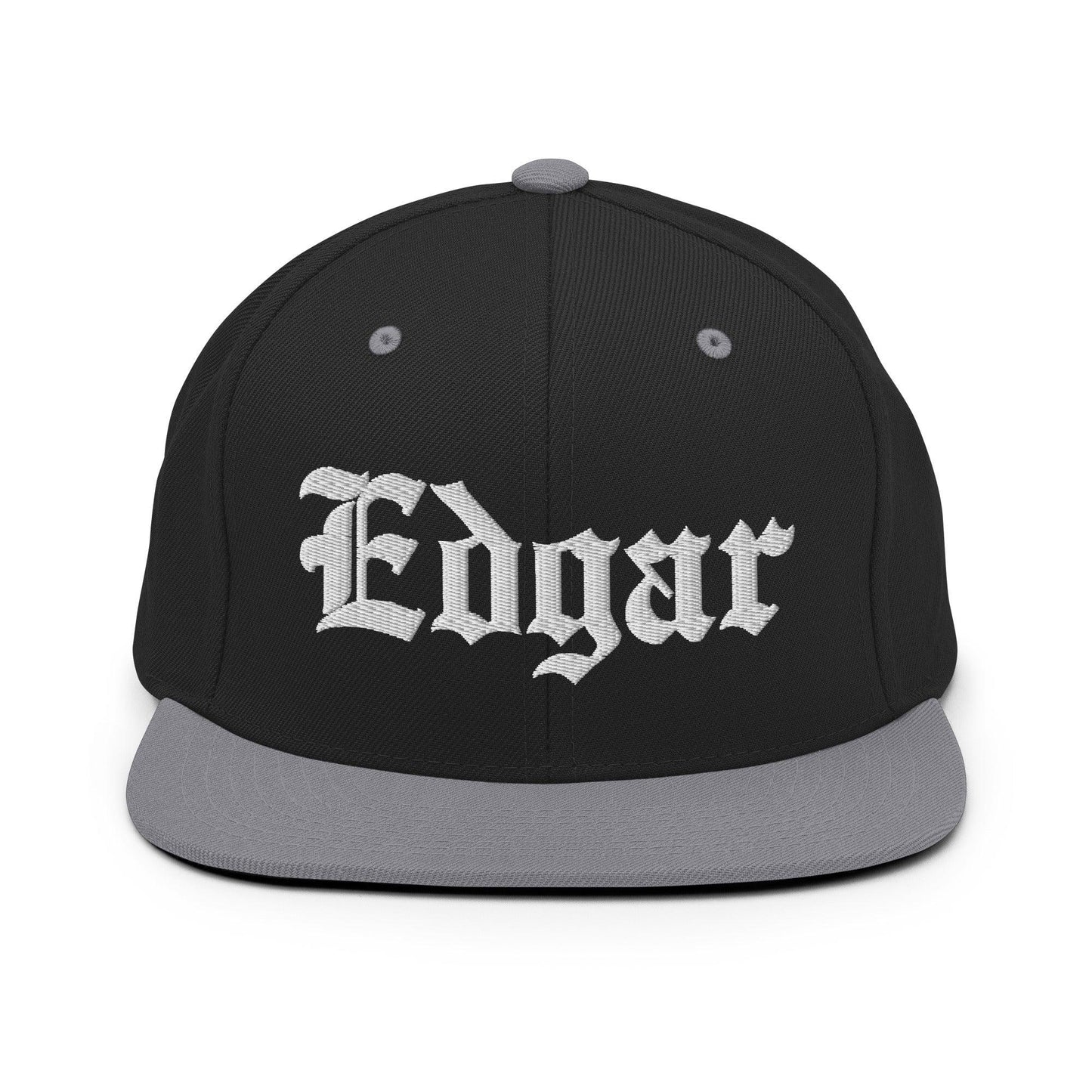 Edgar OG Old English Snapback Hat Black Silver