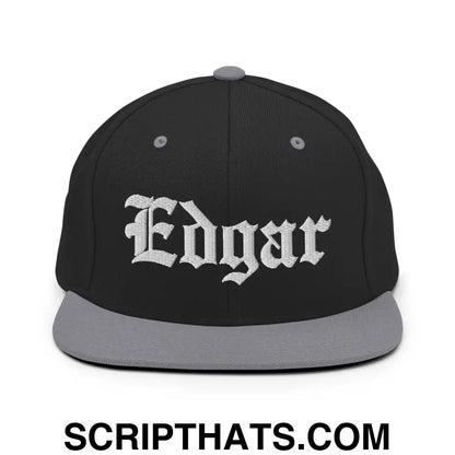 Edgar OG Old English Snapback Hat Black Silver