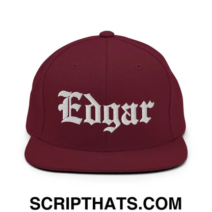 Edgar OG Old English Snapback Hat Maroon