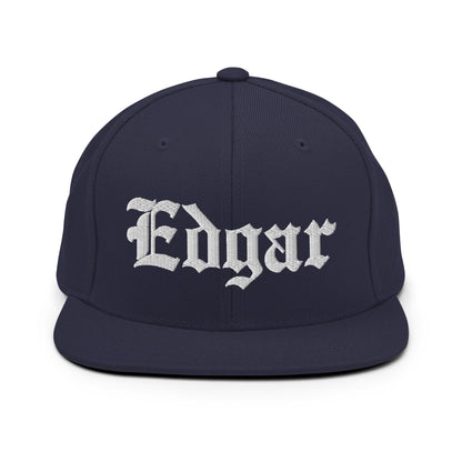 Edgar OG Old English Snapback Hat Navy