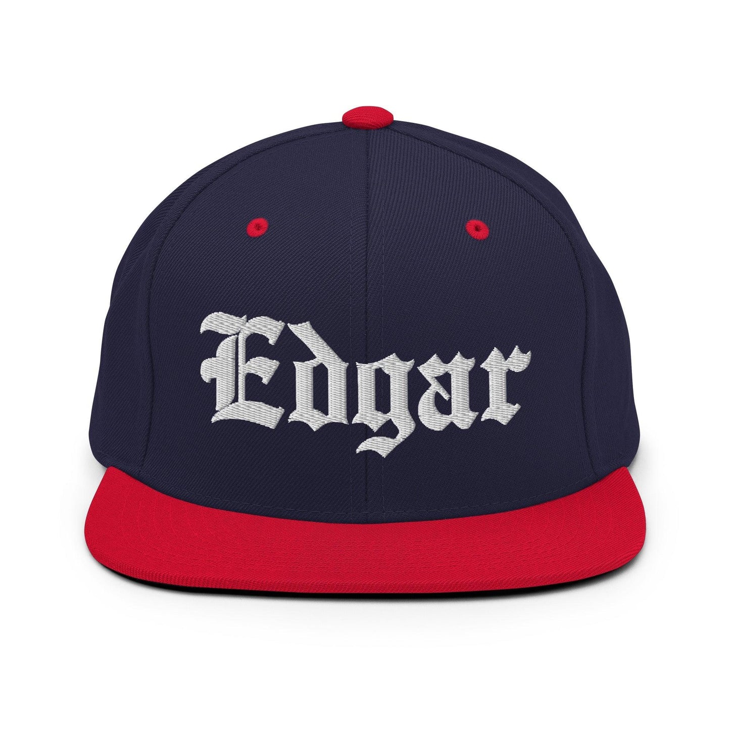 Edgar OG Old English Snapback Hat Navy Red