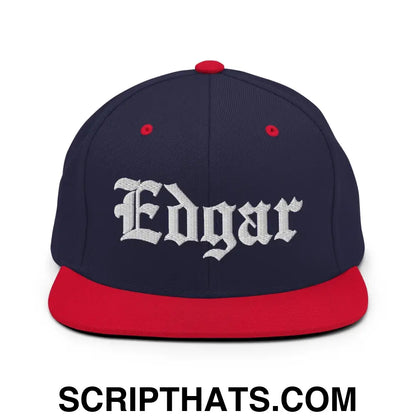 Edgar OG Old English Snapback Hat Navy Red