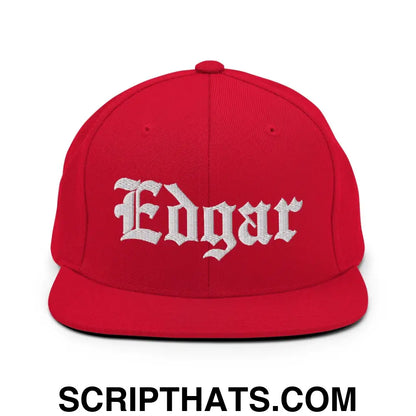 Edgar OG Old English Snapback Hat Red