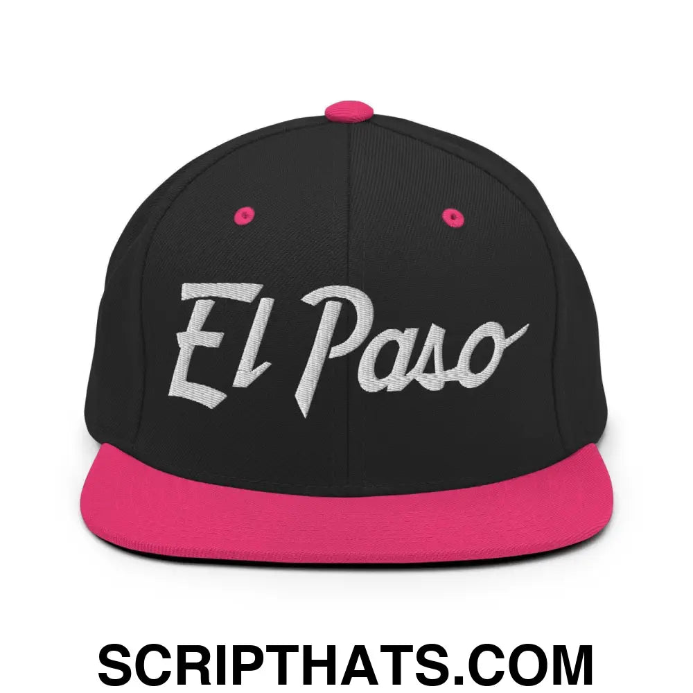 El Paso Script Snapback Hat Black Neon Pink