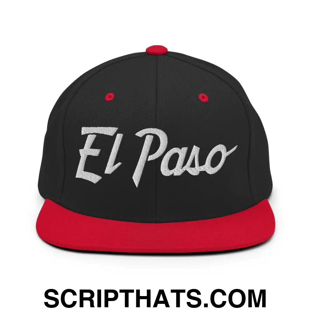 El Paso Script Snapback Hat Black Red