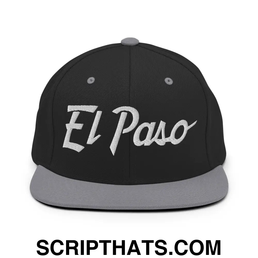 El Paso Script Snapback Hat Black Silver