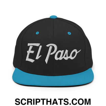 El Paso Script Snapback Hat Black Teal