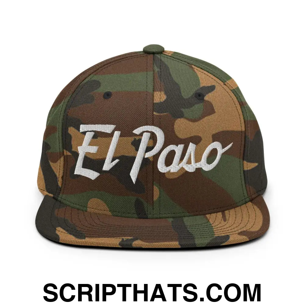 El Paso Script Snapback Hat Green Camo