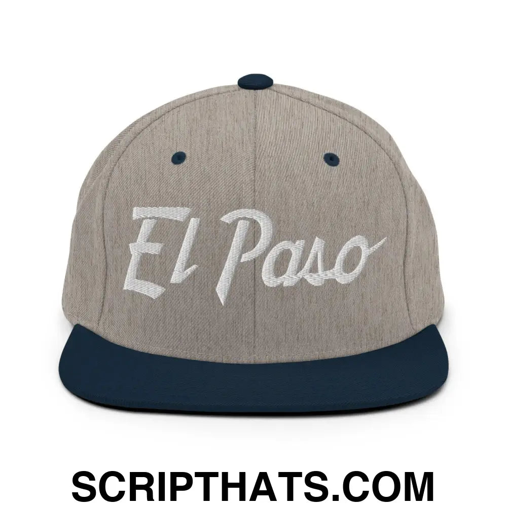 El Paso Script Snapback Hat Heather Grey Navy