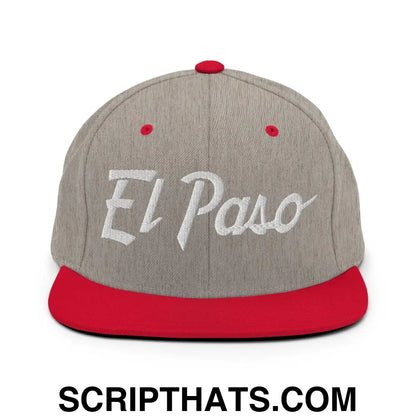 El Paso Script Snapback Hat Heather Grey Red